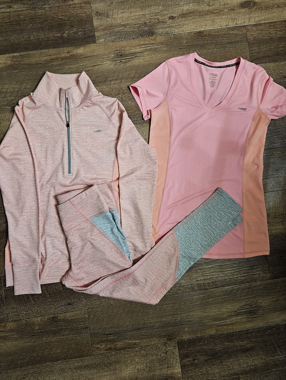 Stylish and comfortable 3-piece Copper Fit activewear bundle in soft pink & grey